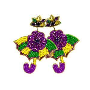 Mardi Gras Beaded Umbrella Earrings